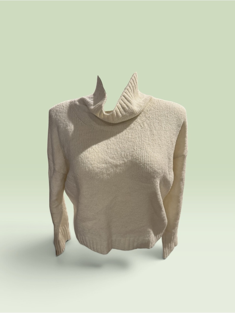 Pilcro Cream Oversized wool blend Turtleneck Sweater